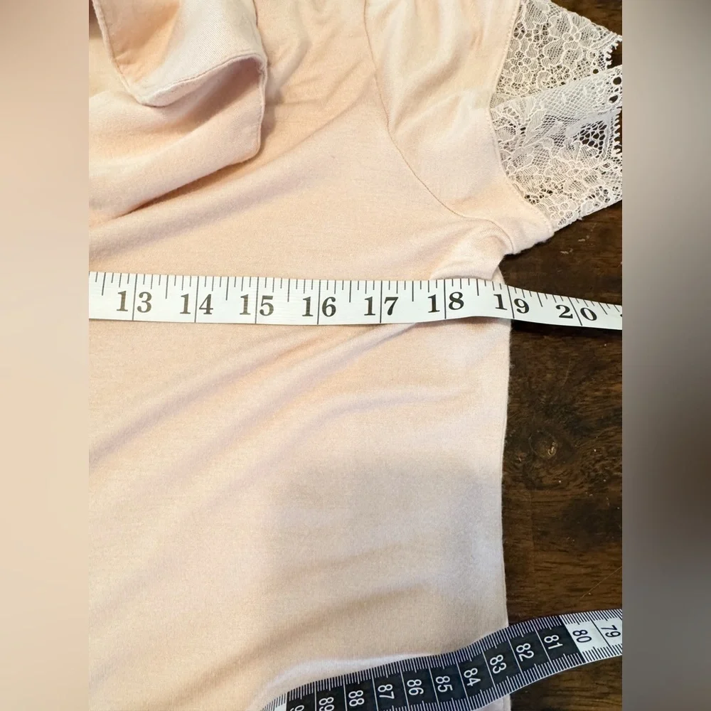 Eberjey 'Malou' Modal Silky Lace Trim Button Up Pajama Top In Blush Pink Sz S - Picture 7 of 8